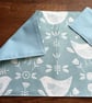 Seafoam Blue Placemat. Bird, Floral Scandi Style. Table Mats. - Image 3