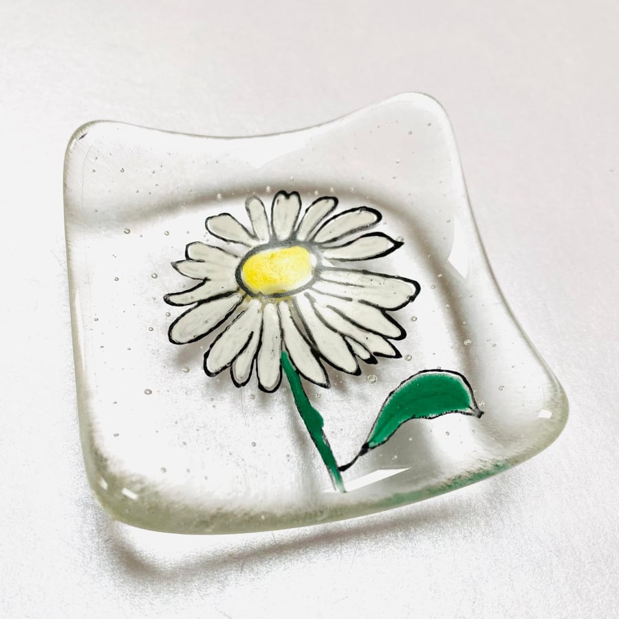 Fused Glass Daisy Ring-Tealight Holder