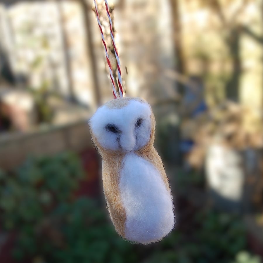  Xmas Bauble - Needle felt Barn Owl - Christmas tree bauble