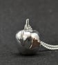 Sterling silver apple pendant, Apple necklace with heart