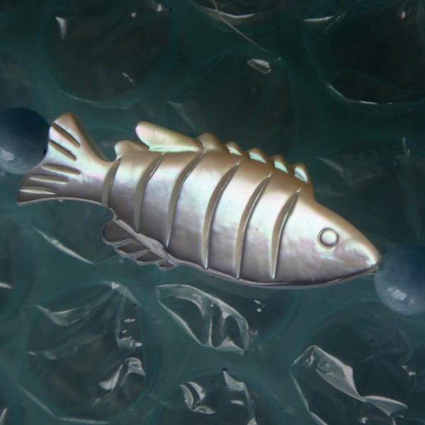   Sterling Silver, Aquamarine & Mother of Pearl Pisces Necklace