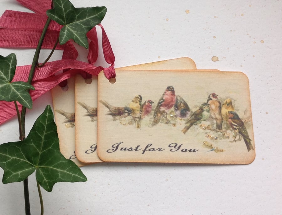 GIFT TAGS  .Vintage -style ' Apple Blossom Time '( set of 3) ' .ready to ship...