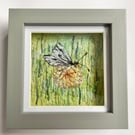 Framed cabbage white butterfly embroidery