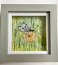 Framed cabbage white butterfly embroidery