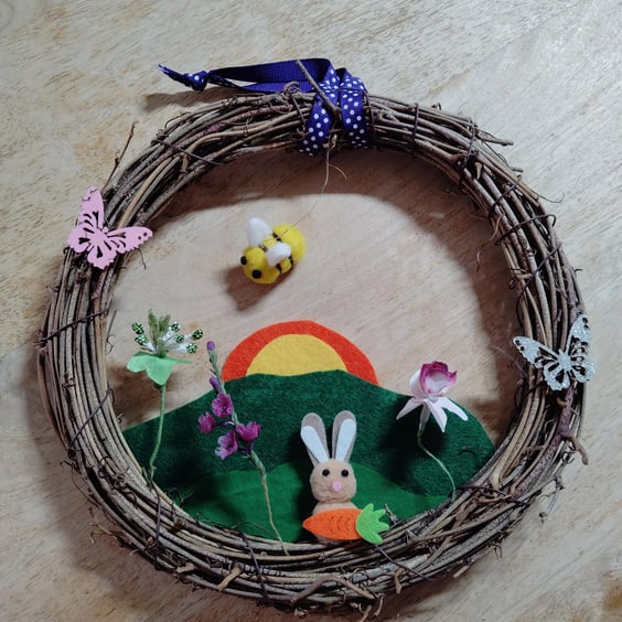 Easter wreath spring wall hanging