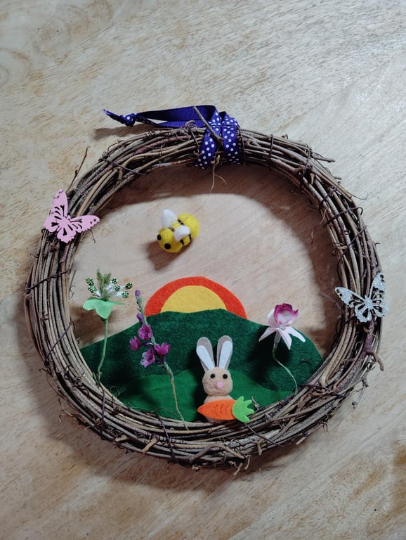 Easter wreath spring wall hanging