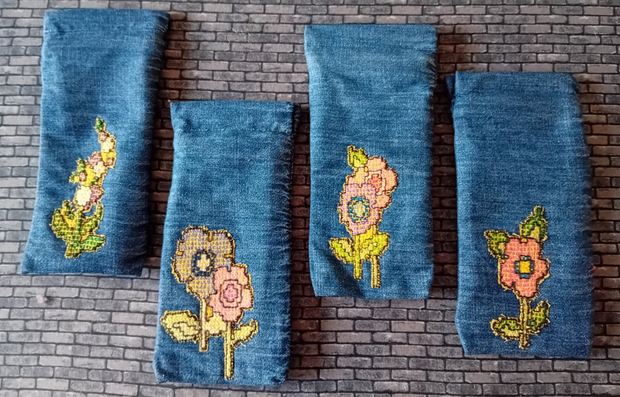 Upcycled Embroidered Glasses Case