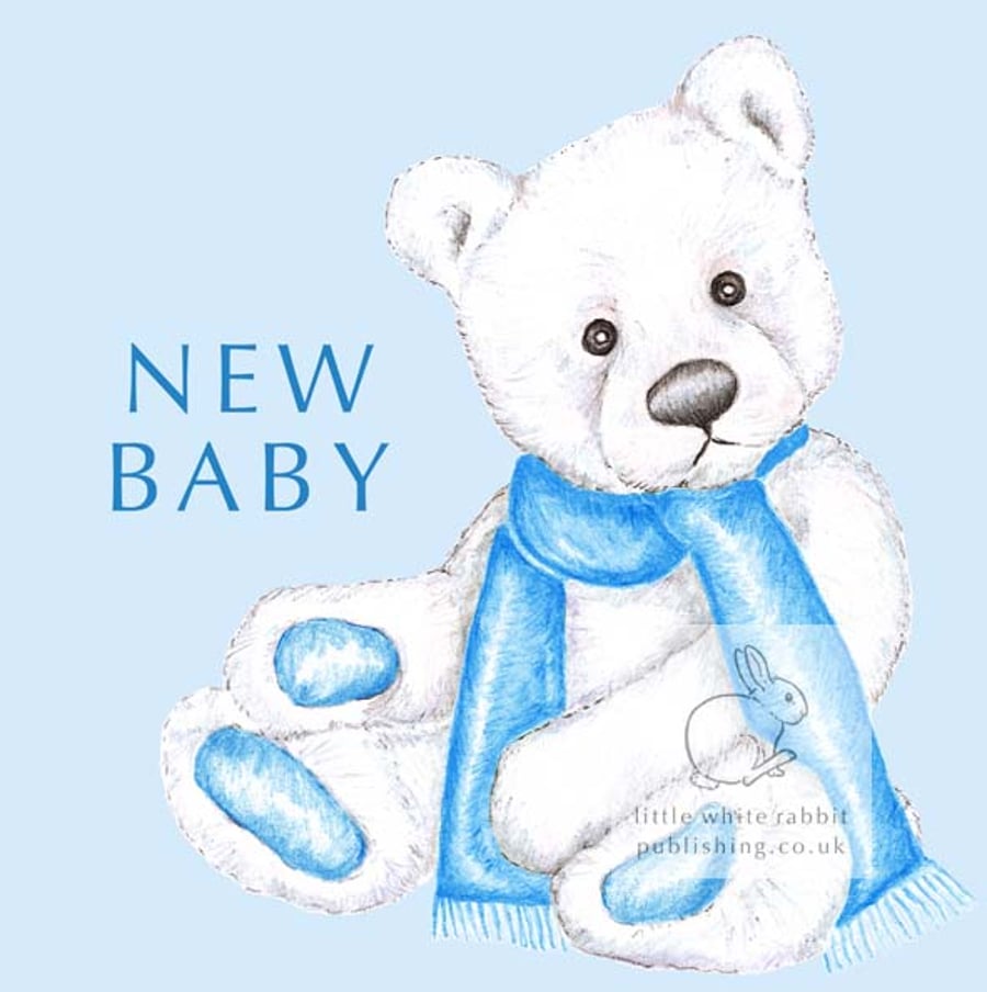 Chilly the Bear - Blue New Baby Card