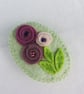 Felt Brooch Oval with flowers