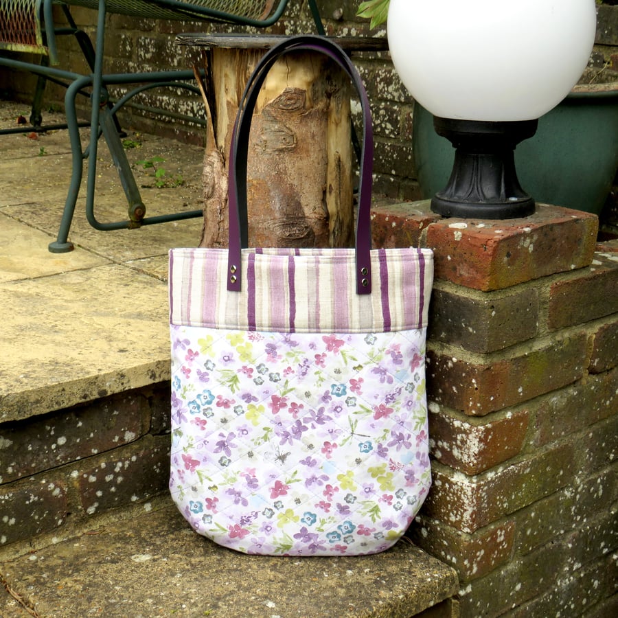Floral quilted tote. 