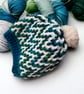 Chunky Green and Blue Mosaic Bobble Beanie Hat.  - Image 2