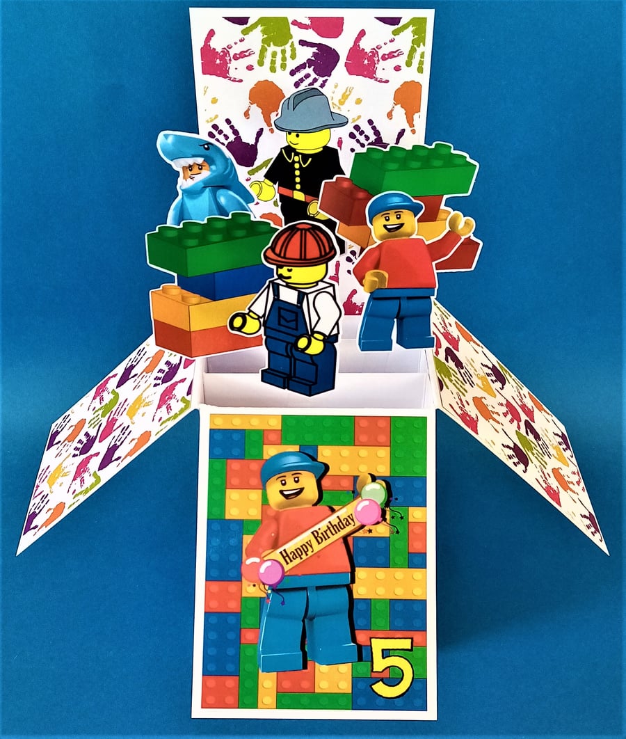 Lego style 5th Birthday Card