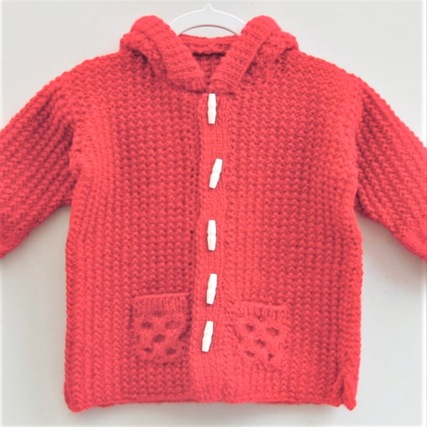 Hand Knitted Baby's Duffle Coat, Baby Shower Gift, New Baby Gift