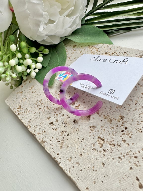 Lilac Pink Hoop Earrings