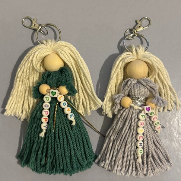 Personalised Guardian Angel - 100% Cotton Macrame Teacher Gift - Custom Name Kee