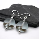 lampwork glass earrings, pale blue beach