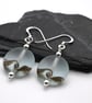 lampwork glass earrings, pale blue beach