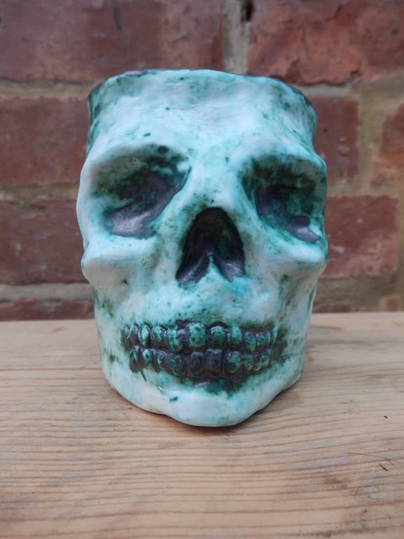 Small Cuprum Skull Pot Ceramic Sculpture