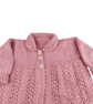 Rose pink Hand Knitted Baby Cardigan, Collared Sweater, Girls, Baby Shower Gift  - Image 3