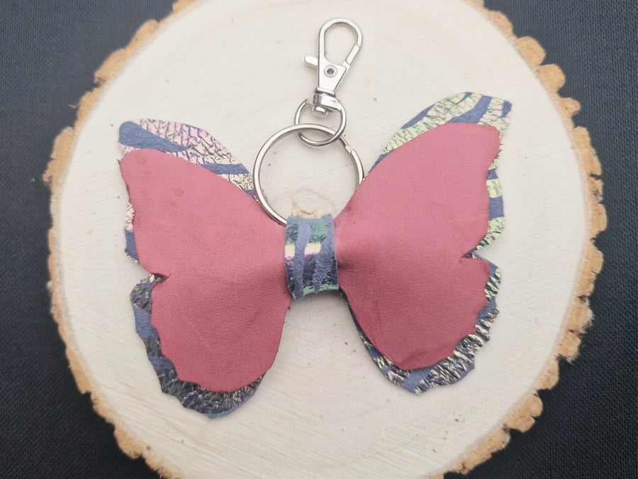 Leather Butterfly Keyring