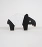 Malayan tapir wooden ornaments, set of 2, animal lover gift. - Image 4