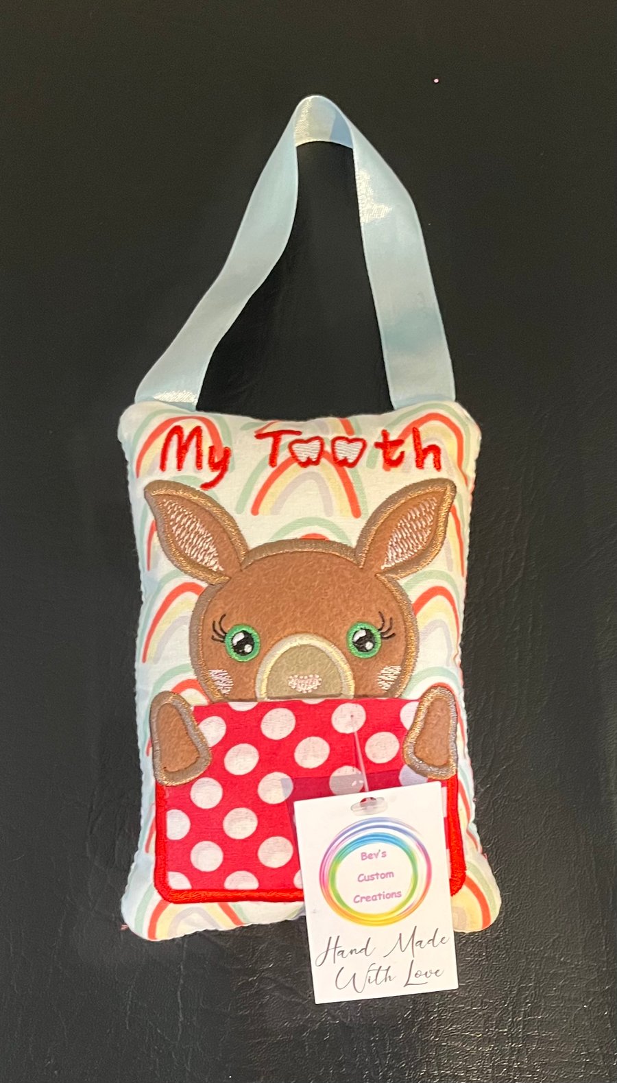 Embroidered Tooth fairy Pillow, Kangaroo