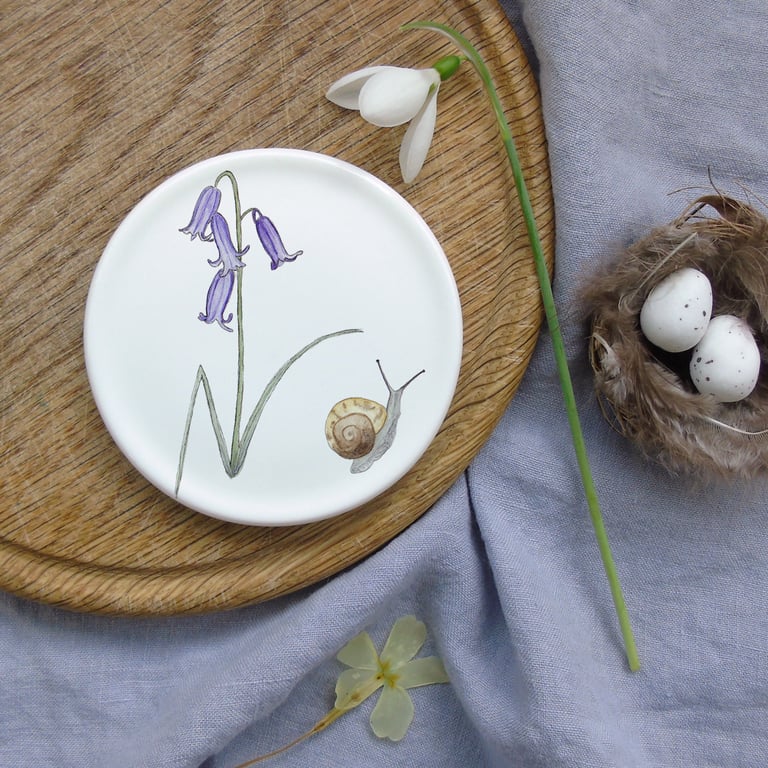 Bluebell and Snail Fine Bone China Coaster
