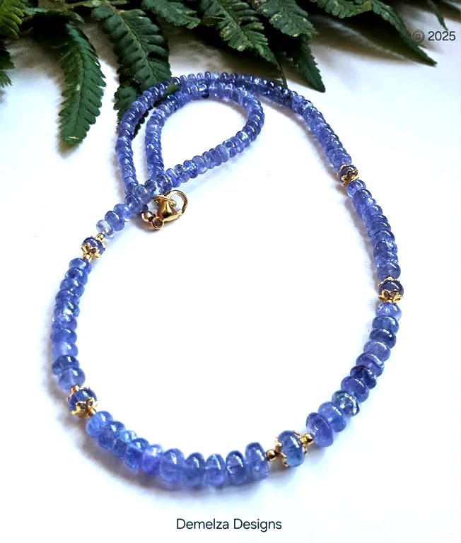 Designer AAA Grade 90ct Genuine Tanzanite Gold Vermeil Necklace 