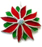 Red Flower Stained Glass Suncatcher Green Bright Colourful Floral - Image 4
