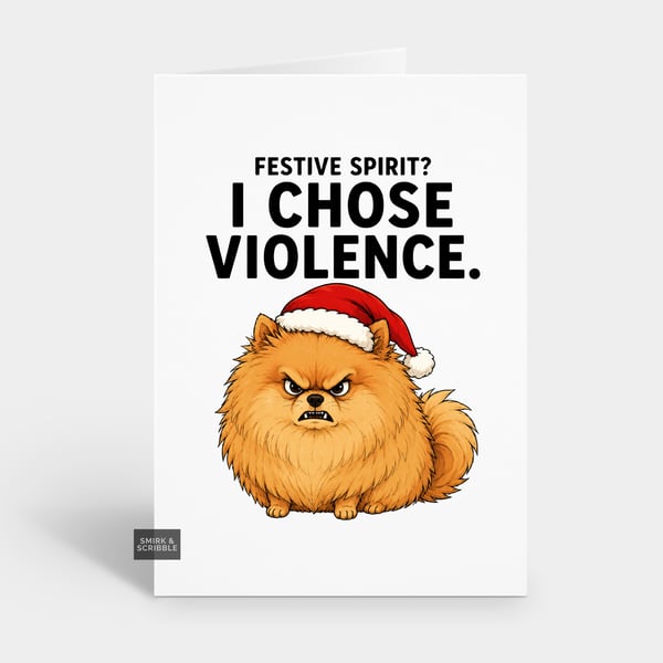 Funny Christmas Card - Angry Fluffy Dog