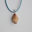 Natural Stone Pendant, Wire Wrapped Beach Beach Jewellery
