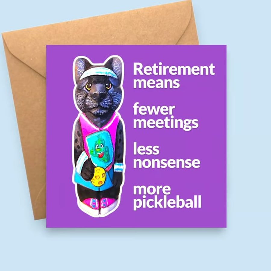 Pickleball Panther Retirement Card for Players - Funny Sports Card - Folksy