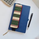 Pencil case for cover of book diary journal elasticated green stripe