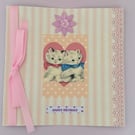 Kittens Birthday Card - pinks with a touch of blue 