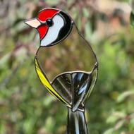 Stained Glass Goldfinch - leaded glass bird for bird lover