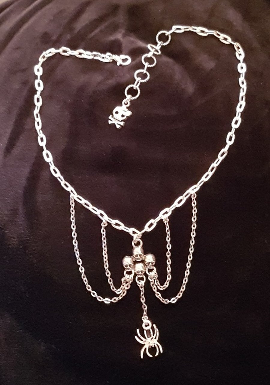 Spider Queen Chain Choker - Silver tones - RESERVED FOR STEPHANIE K