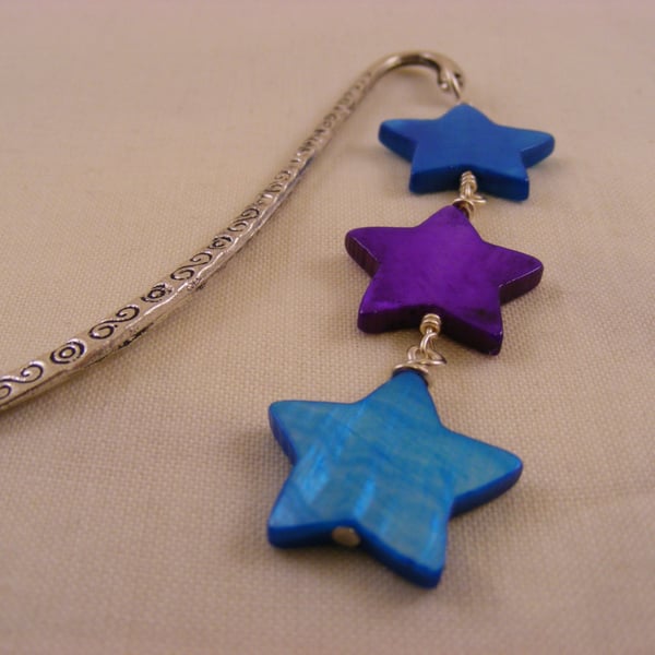 Turquoise and Purple Star Bookmark