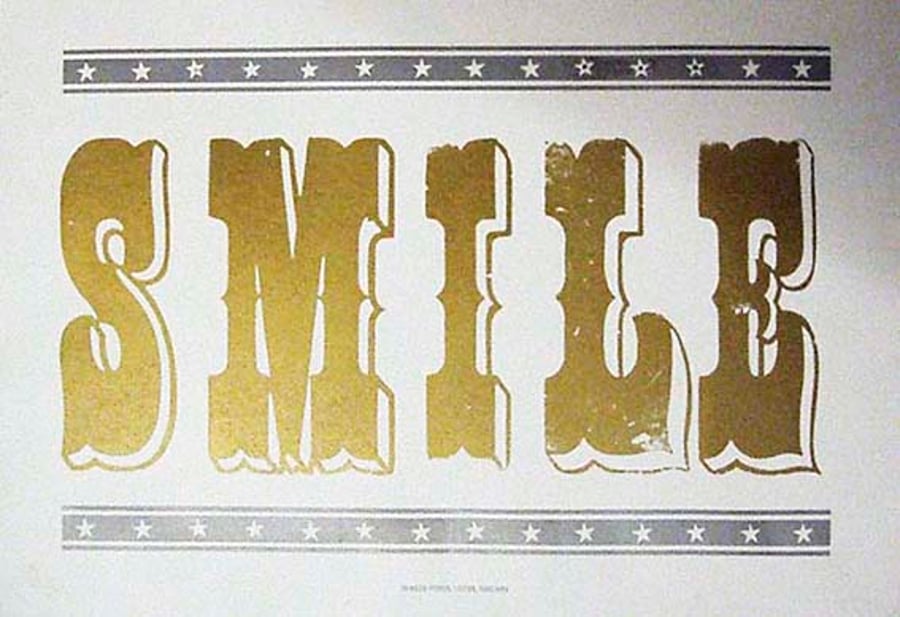 "Smile" Letterpress Poster. 