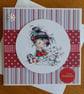Little Girl with Penguin and Rabbit Christmas Card - Happy Christmas - Image 2