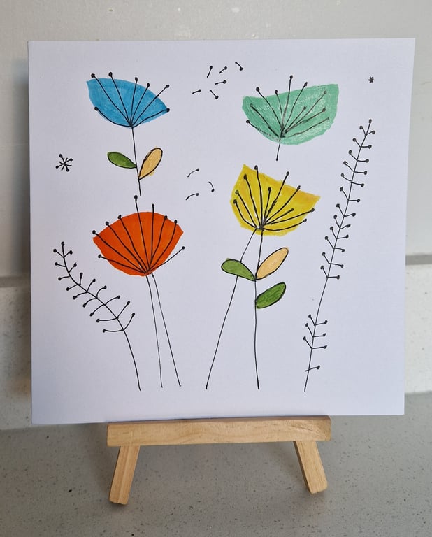 Handpainted modern floral watercolour card for any occasion