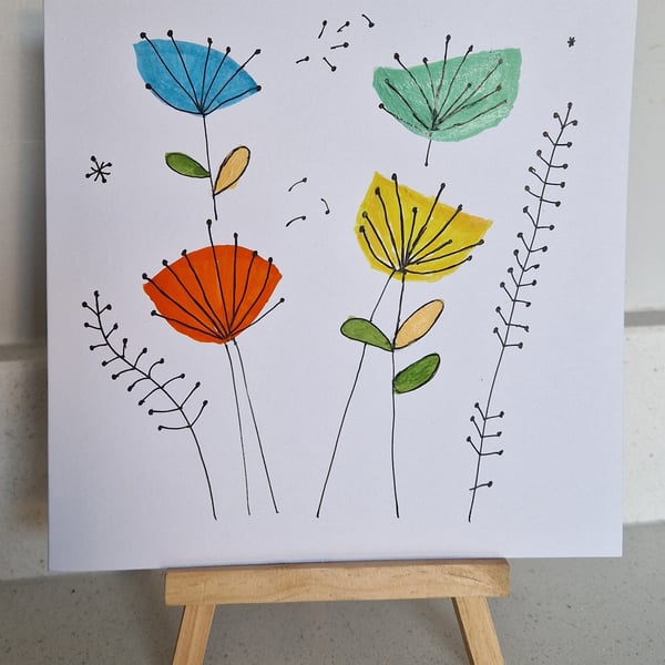 Handpainted modern floral watercolour card for any occasion