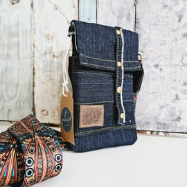 Jeans bag for phone, crossbody messenger bag,  mobile phone purse 