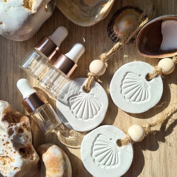 Shell clay essential oil diffusers hanging decorations set of 3 home decor