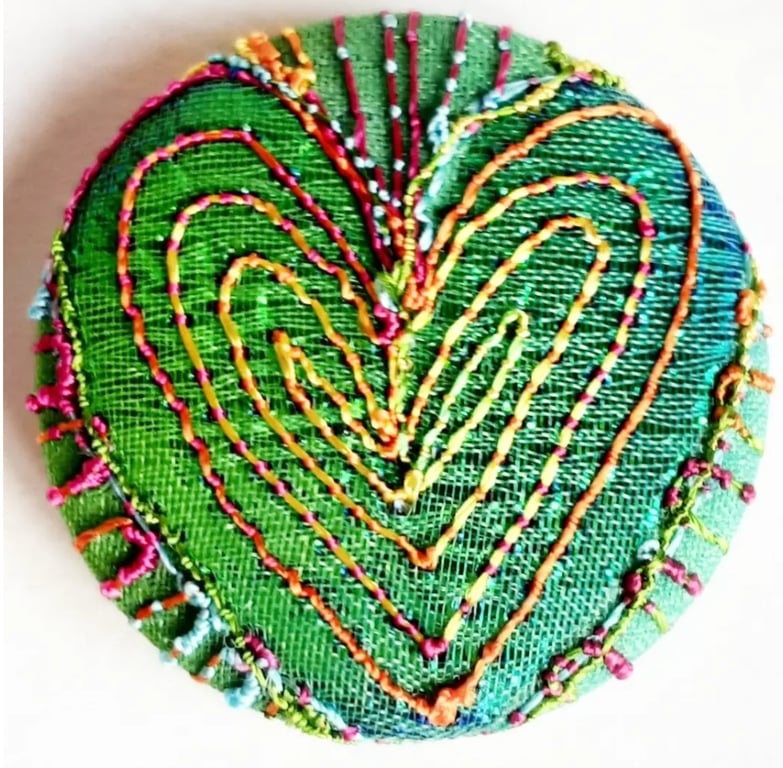 Buttons 1 inch button Hand Dyed Silks and Cottons Free Machine Embroidery Button