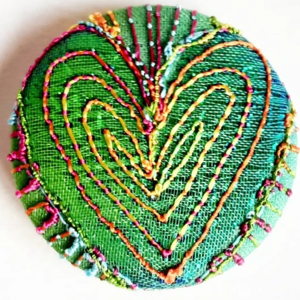 Buttons 1 inch button Hand Dyed Silks and Cottons Free Machine Embroidery Button