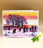 Greetings card, Avebury Stone Circle Evening Sunset version 2, Blank 