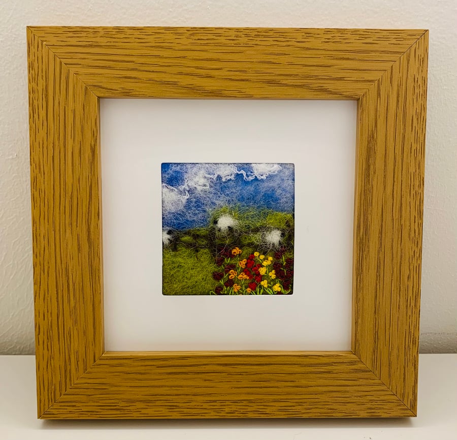Needle felted sheepscape