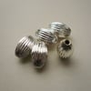 5  Silver Plated Ribbed Oval Beads