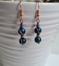 Blue Tiger's Eye & Copper Dangle Earrings Earings Gift Crystal Jewellery Jewelry - Image 2