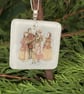 Bespoke Handcrafted Christmas Card with Artisan Fused Glass Victorian Singer